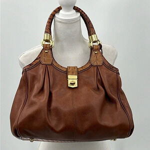 Brahmin Elisa Pebbled Leather & Croc Embossed Bag